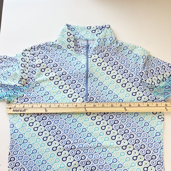 Ibkul Blue Geometric Print Mesh Long Sleeve Top 1/4 Zip Pullover - Size Small - Picture 6 of 8